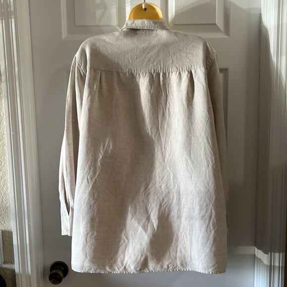 Notations Woman 1X Natural Beige Linen Blend Tunic Blouse - Picture 3 of 10
